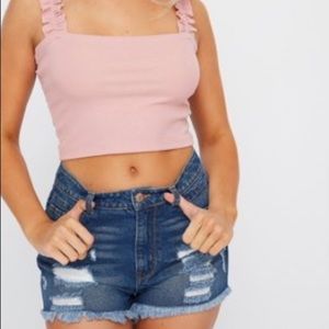 NWT SWS Denim Frayed Hem Distressed Shorts sz 9